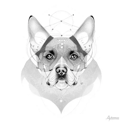 A Portrait Of Your Beloved Dog With Intricate Geometric Patterns Forming Its Fur