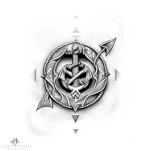 An Intricately Designed Anchor With Norse Runes Entwined Around It