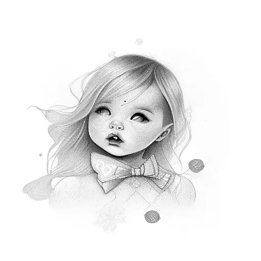 Baby Girl Face With Bow