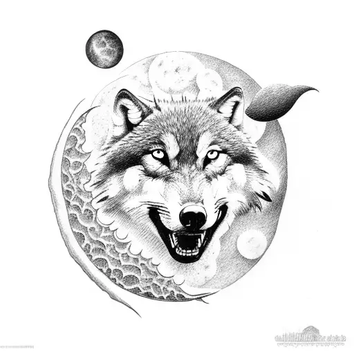 Wolf With The Moon