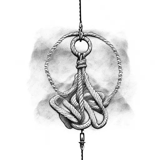 Rope Hanging Down With A Dagger