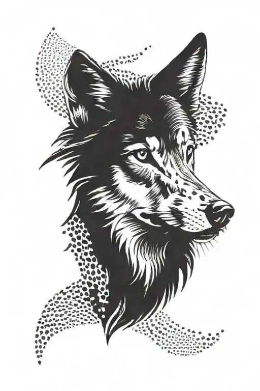 Half Face Wolf And Shadow