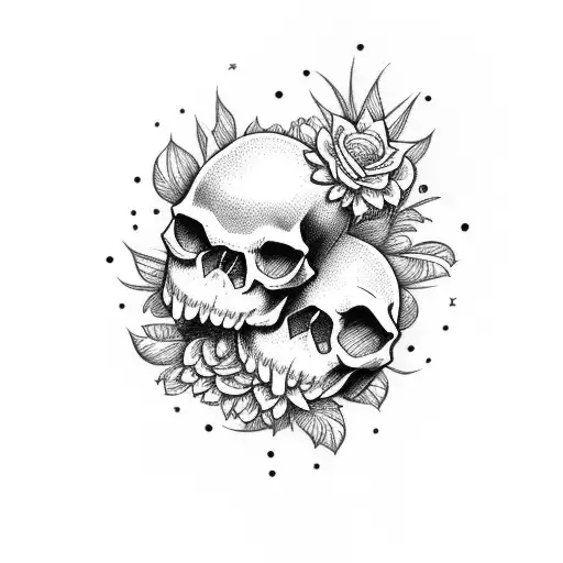 A Skull Made Of Flowers And Stars