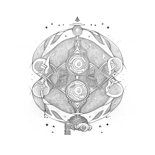 An Aquarius Glyph Symbol Intertwined With Psychedelic Mushrooms