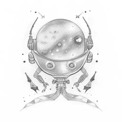 Girly Alien In Spaceship Cartoon Pastel Color's In Stars And Planets Purple Green