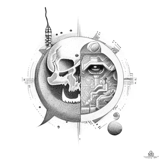 Tech Themed Tattoo With Moon