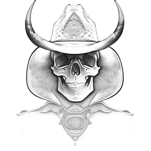The Skull Of A Bull In A Cowboy Hat