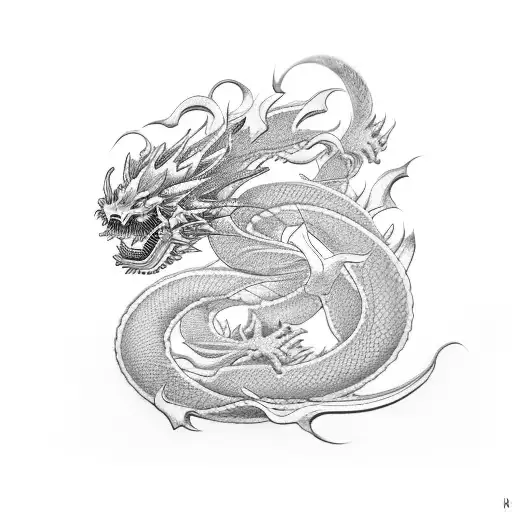 A Traditional Japanese Dragon Wrapped Around A Kickboxing Glove