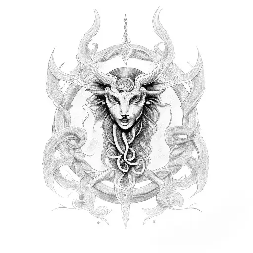 Saggitarius Symbol With Medusa Head