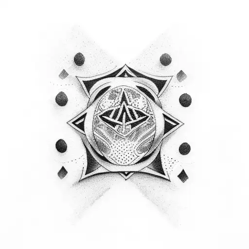 A Dotwork Tattoo Combining The Symbols Of Sport And Philosophy