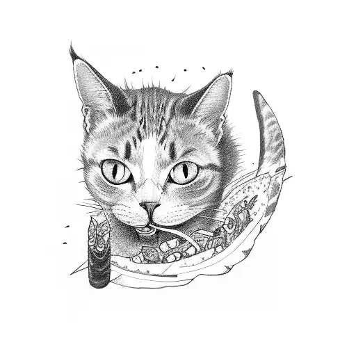 Cat Eating Sushi
