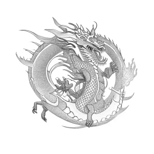 A Dragon Breathing Fire In The Shape Of Qin Shi Huang's Face