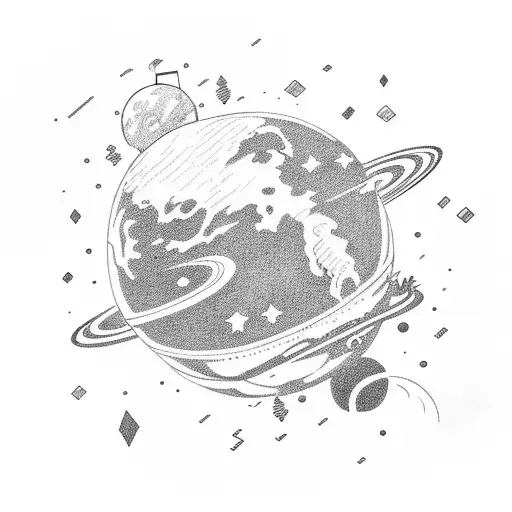 Astronaut Floating In Space With Zero Gravity Trying To Take A Planet