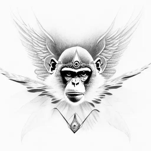 Monkey With Wings Playing Electroguitar