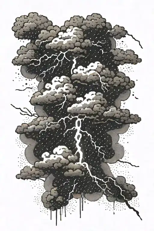 A Single Cloud With Lightning Striking The Ground From A Great Height