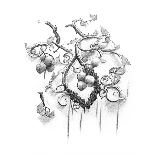 Grape Vine With V And V Initials