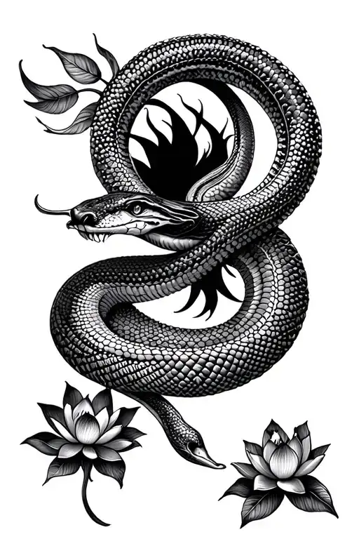 Ouroboros Snake And Lotus