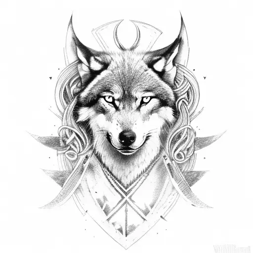 Viking Valkyr With A Wolf