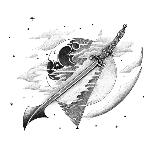 Sword With Moon And Fire