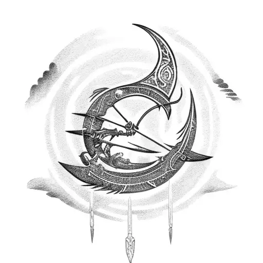 Scythe With Moon As The Blade