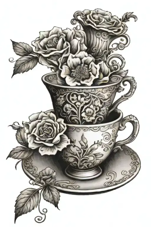 Tea Cup Flowers Hourglass Arise