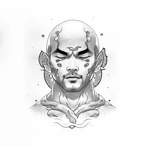 A Portrait Of Lee Sin Meditating Under A Cherry Blossom Tree