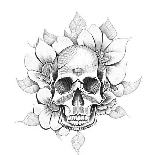 Skull And Flowers