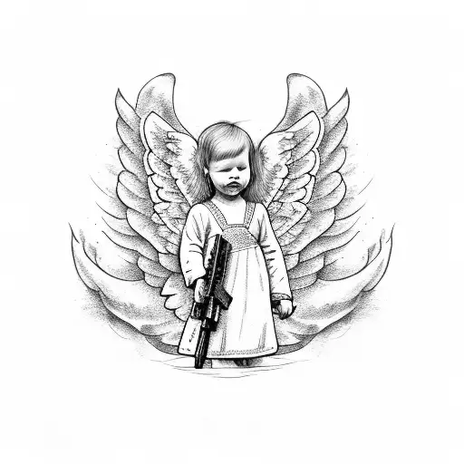 Baby Angel Holding Gun