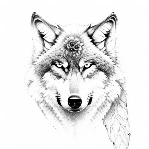 Wolf With Flowers Microrealism Trapped In Own Mind Fifa