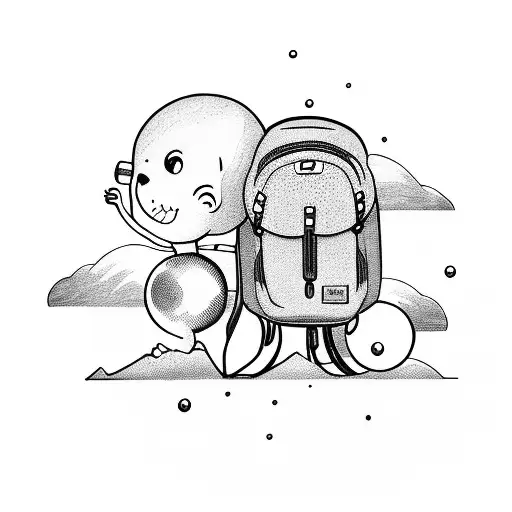 A Baby Holding A Hiking Backpack Filled With Bubbles