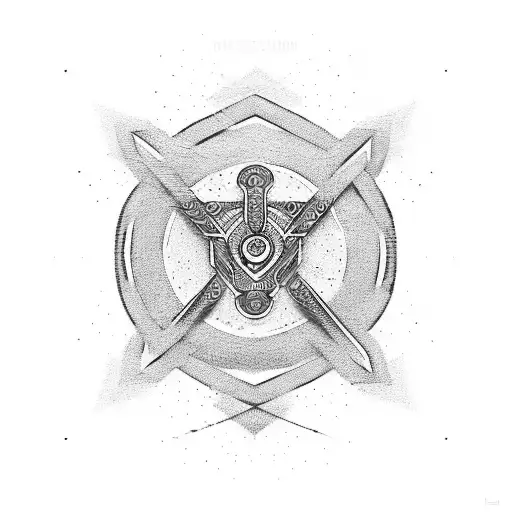 Abstract Representation Of The Greek Symbol Of Inguz With Dotwork