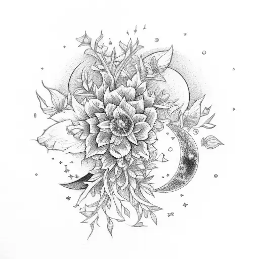 Flowers With Moon And Aries Zodiac