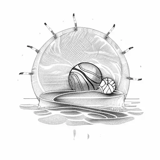 Beach Sunset With Basketball Hoop And Disco Lights