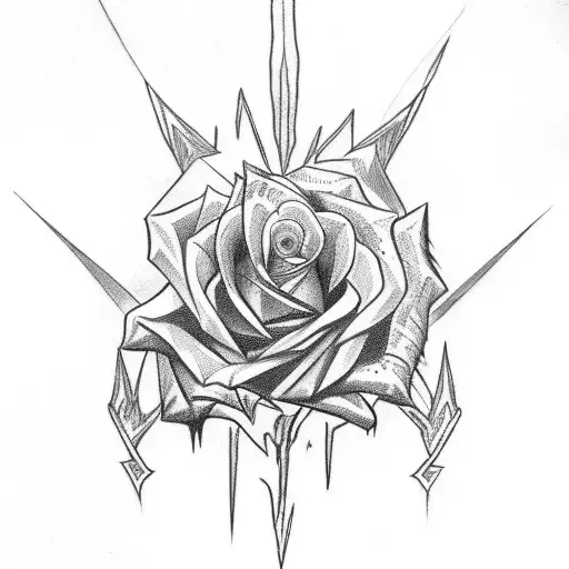 Lightning Bolt Dagger And Rose