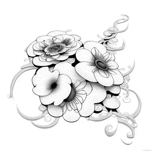 A Long Winding Path Of Delicate Flowers Joined On A Vine