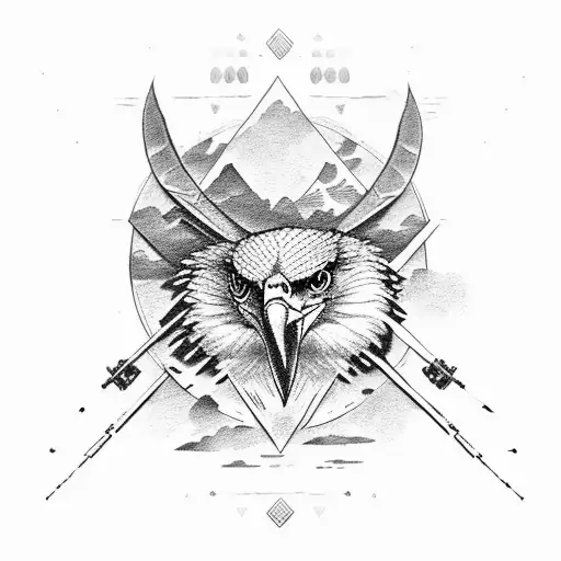 Eagle With Apache Attack Helicopter