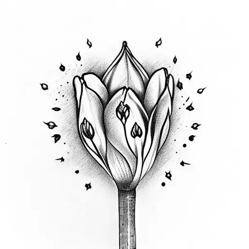 Tulip With Red Crown Then A Semi Colon Made Of Butterfly