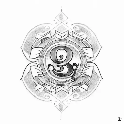 Simple Small Tattoo With The Roman Numeral Three And A Small Hearts