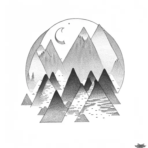 Lake With Mountains And Sunset