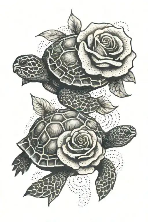 Two Roses With Turtle