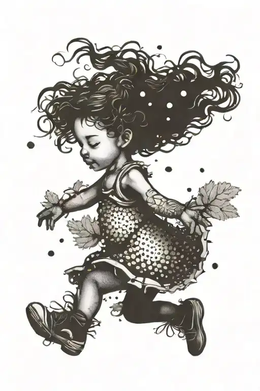 Little Girl Dancing In Forest