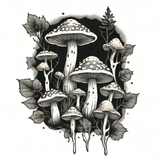 Mushrooms And Fungi In A Forest