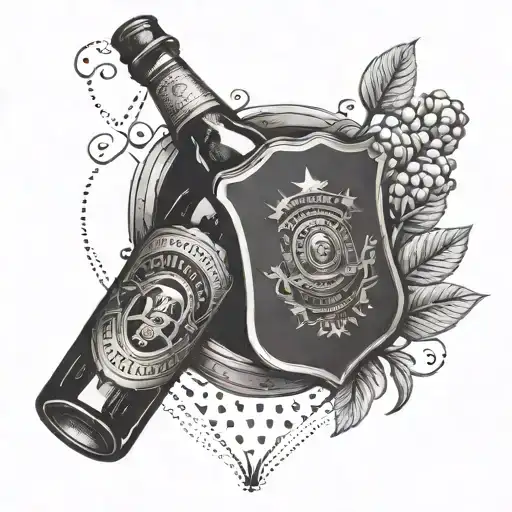 A Police Badge With A Bourbon Bottle And Glass Intertwined In The Design