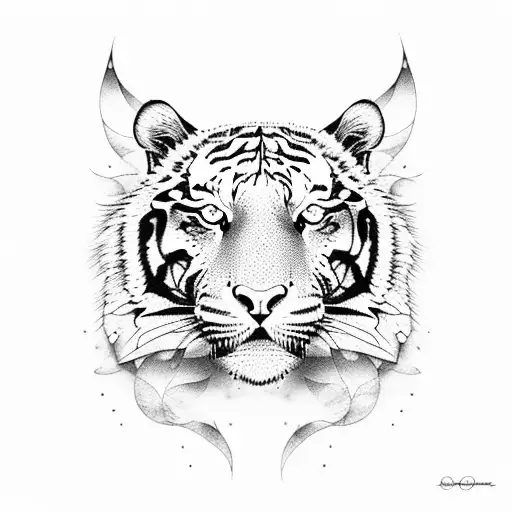 Tiger With Robotic Eyes