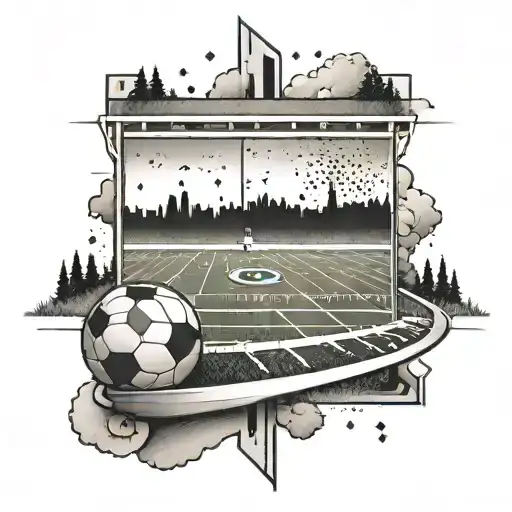 A Stylized Football Field Tattoo With A Hidden Message In The Yard Lines