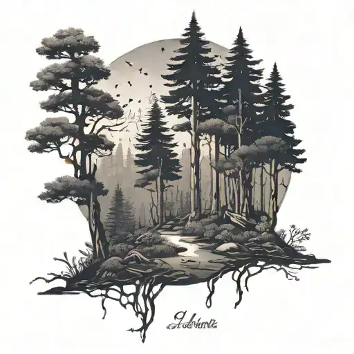 A Serene Forest Scene With A Hidden Message Inspired By The Tv Show Lost