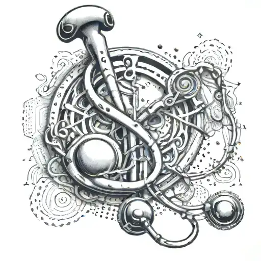 An Intricate Design Of A Stethoscope Intertwined With A Treble Clef And Heartbeat Line