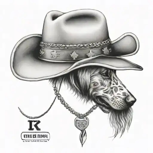 A Cowboy Hat With Military Dog Tags Hanging From It