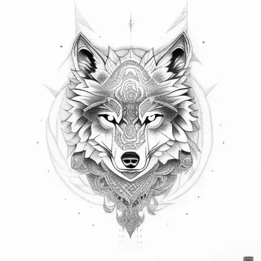 Neo Traditional Wolf Totem