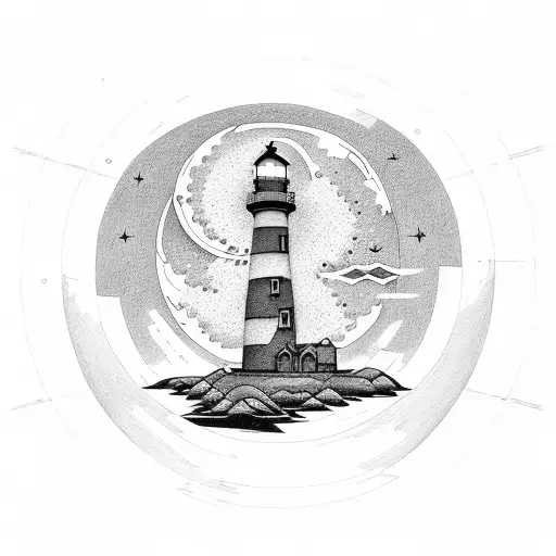 Lighthouse With Moon